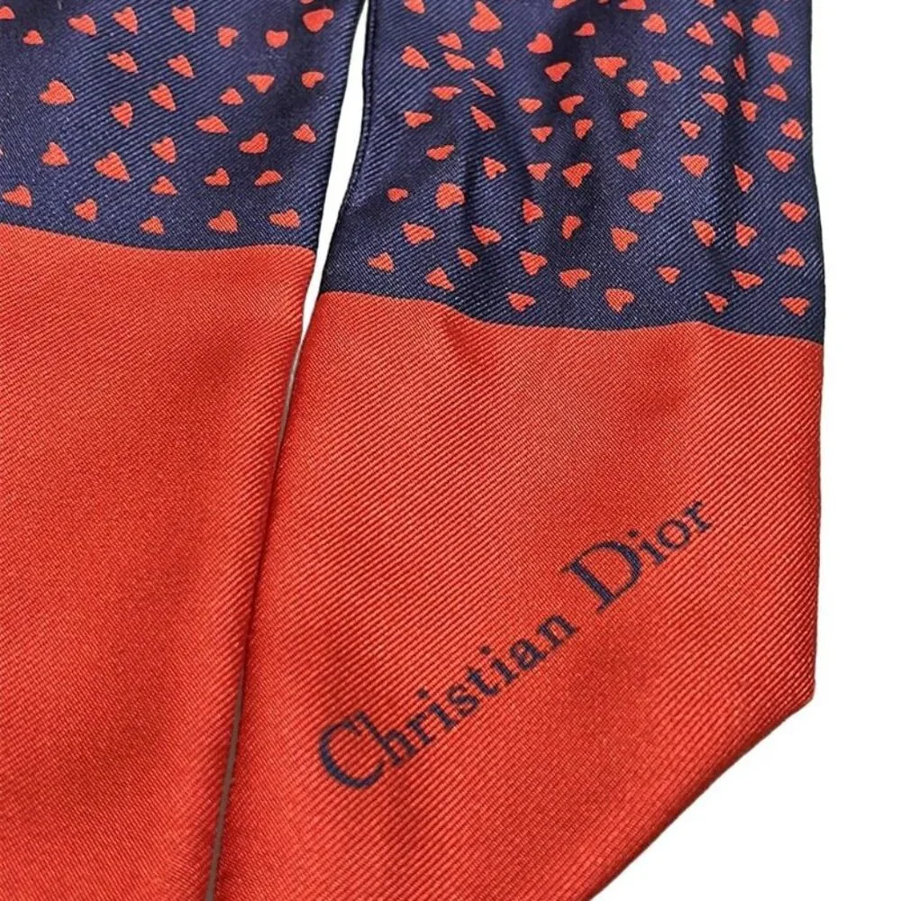 Dior Christian Scarf Mitzah Navy Red I Love Paris Ribbon